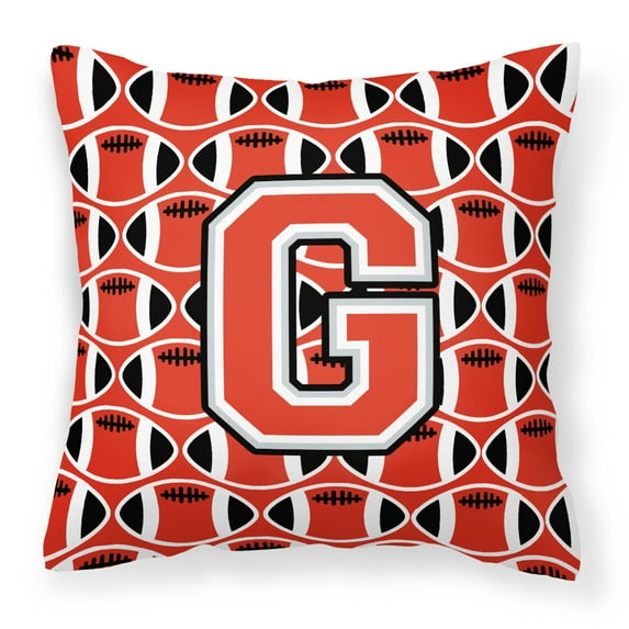 Letter G Football Scarlet and Grey Fabric Decorative Pillow