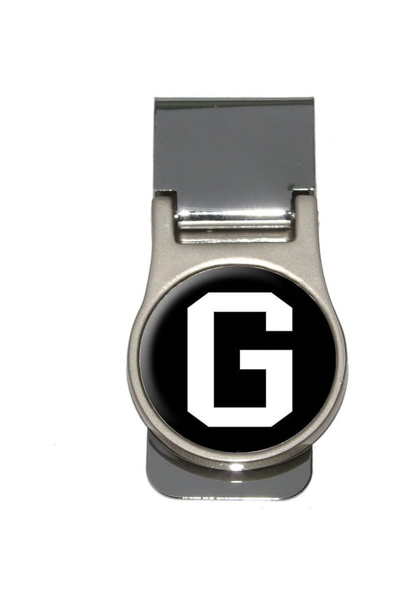 Letter G Initial Black White Money Clip