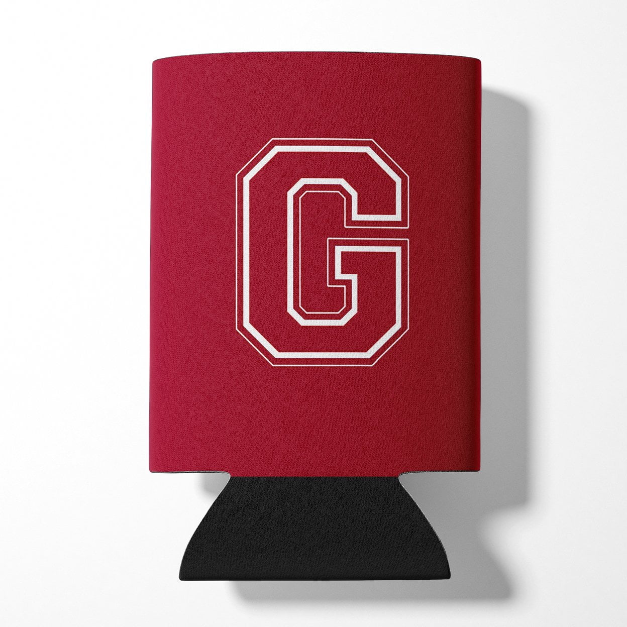 Letter G Initial Monogram - Maroon and White Can or Bottle Hugger