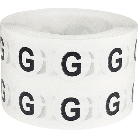 Letter G Inventory Labels .5 Inch Round Circle Dots 1,000 Adhesive Stickers