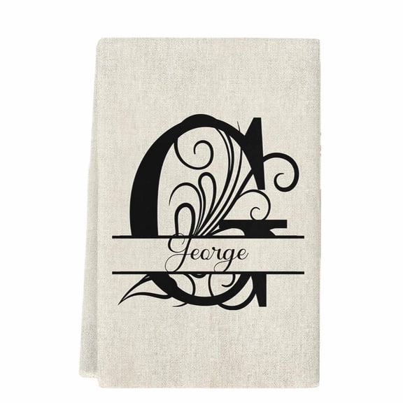 Letter G Kitchen Towels Set of 1, Absorbent Microfiber Dish Tea Towels with Hanging Loop, Monogram Words Resuable Hand Towel for Home Kitchen Cooking Cleaning 18"x28"