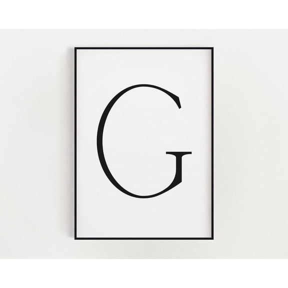 Letter G Monogram Typography Initial Nursery Home Wall Art Poster Decor