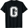 thumbnail image 1 of t-shirt Letter G Name Initial Varsity Alphabet Monogram T-Shirt mens，black，women，funny，journey，Crew Neck, Short Sleeve,custom clothing patterns.gift, 1 of 4