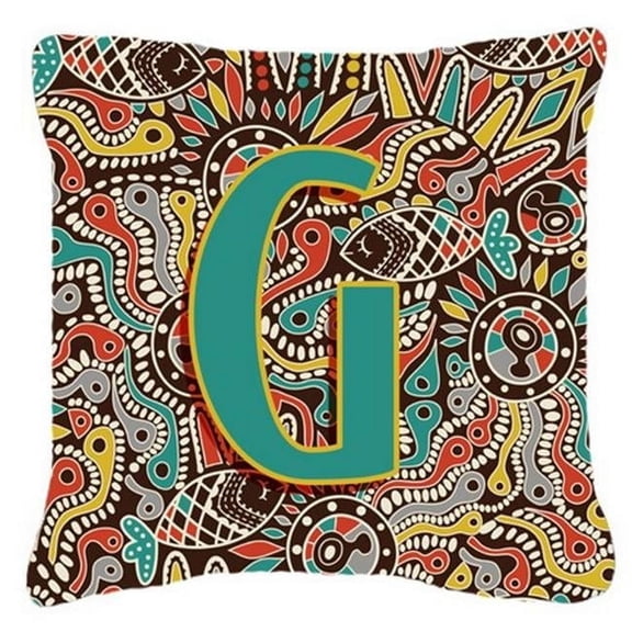 Letter G Retro Tribal Alphabet Initial Canvas Fabric Decorative Pillow