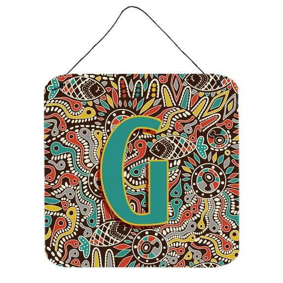 Letter G Retro Tribal Alphabet Initial Wall or Door Hanging Prints