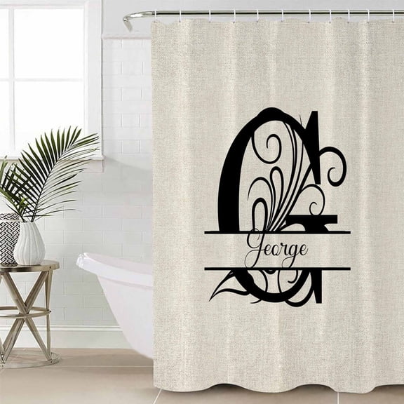 Letter G Small Stall Shower Curtain, Waterproof Shower Curtains for Bathroom, Monogram Words Washable Fabric Cloth Bath Curtain for Bathtub Decoration with Hooks 36x72 Inches