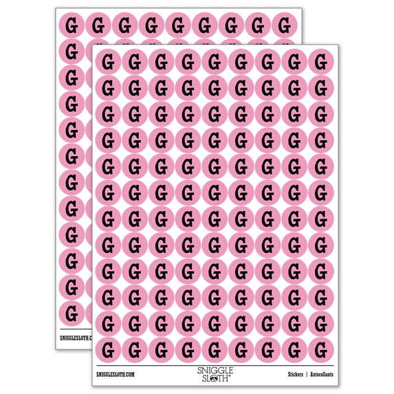Letter G Uppercase Cute Typewriter Font 200+ Round Stickers - Light Pink - Gloss Finish - 0.50" Size
