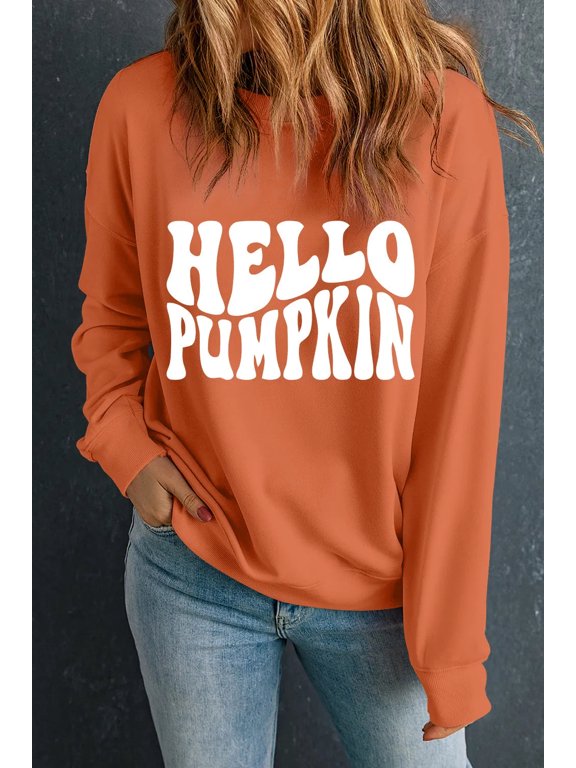 Letter Graphic Round Neck Long Sleeve Sweatshirt