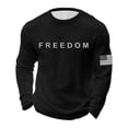 thumbnail image 1 of Letter Graphic T Shirts for Men Freedom Long Sleeve Tee Tops Black M, 1 of 3