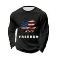 thumbnail image 1 of Letter Graphic T Shirts for Men Freedom Long Sleeve Tee Tops Black M, 1 of 3