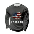 thumbnail image 1 of Letter Graphic T Shirts for Men Freedom Long Sleeve Tee Tops Grey M, 1 of 3