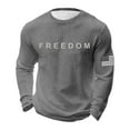 thumbnail image 1 of Letter Graphic T Shirts for Men Freedom Long Sleeve Tee Tops Grey XL, 1 of 3