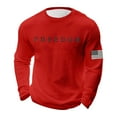thumbnail image 1 of Letter Graphic T Shirts for Men Freedom Long Sleeve Tee Tops Red XXXL, 1 of 3