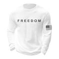 thumbnail image 1 of Letter Graphic T Shirts for Men Freedom Long Sleeve Tee Tops White S, 1 of 3