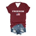 thumbnail image 1 of Letter Graphic T Shirts for Women Freedom Short Sleeve Tee Tops Brick Red XL, 1 of 2