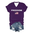thumbnail image 1 of Letter Graphic T Shirts for Women Freedom Short Sleeve Tee Tops Dark Purple XL, 1 of 2