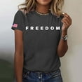 thumbnail image 1 of Letter Graphic T Shirts for Women Freedom Short Sleeve Tee Tops Grey S, 1 of 4