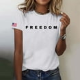 thumbnail image 1 of Letter Graphic T Shirts for Women Freedom Short Sleeve Tee Tops White XL, 1 of 4