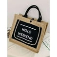thumbnail image 1 of Letter Graphic Tote Bag-Khaki/Black, 1 of 1