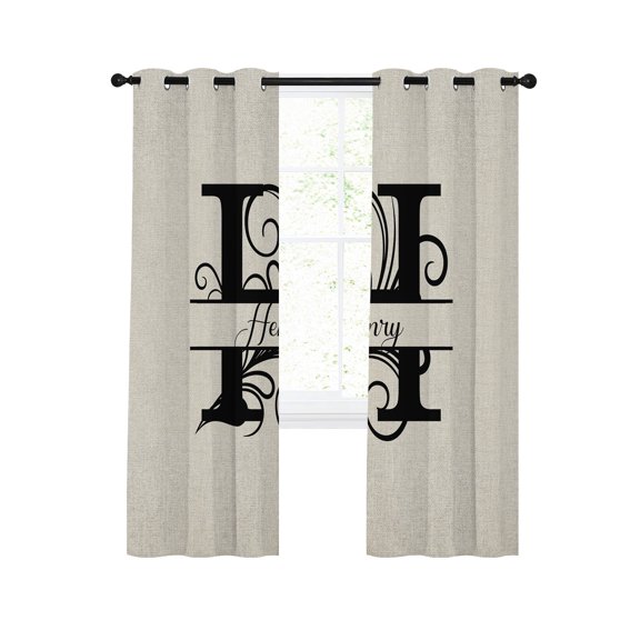 Letter H Blackout Curtains 72 Inches Length, Monogram Words Window Treatment Thermal Insulated Drapes for Bedroom Living Room 2 Panels 104x72 Inches