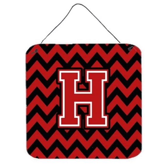 Letter H Chevron Black & Red Wall or Door Hanging Prints