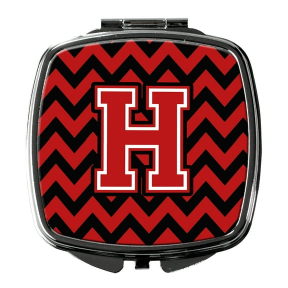 Letter H Chevron Black and Red   Compact Mirror
