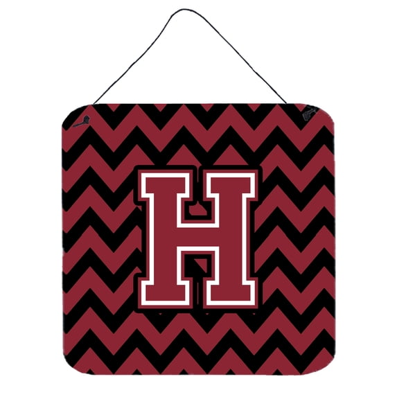 Letter H Chevron Garnet and Black Wall or Door Hanging Prints