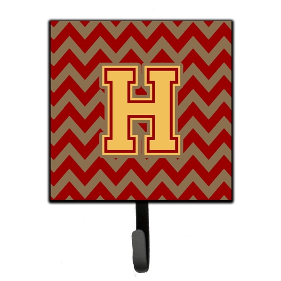 Letter H Chevron Garnet and Gold Leash or Key Holder