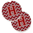 thumbnail image 1 of Letter H Chevron Maroon & White Set of 2 Cup Holder Car Coaster, 1 of 1