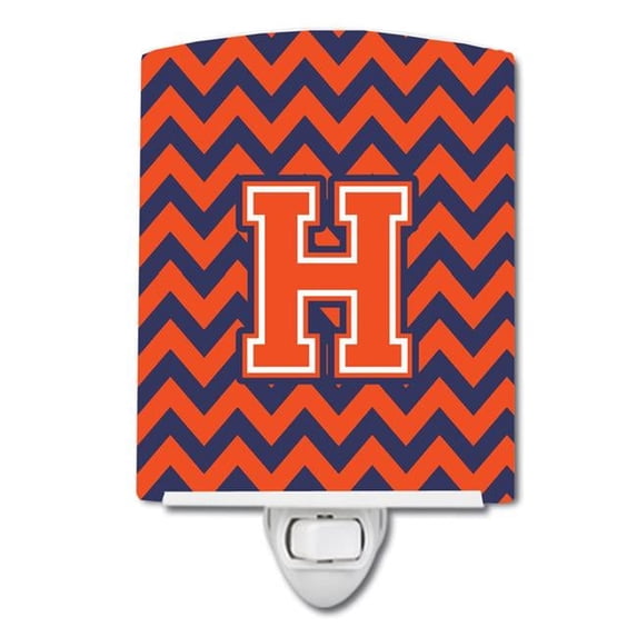 Letter H Chevron Orange & Blue Ceramic Night Light