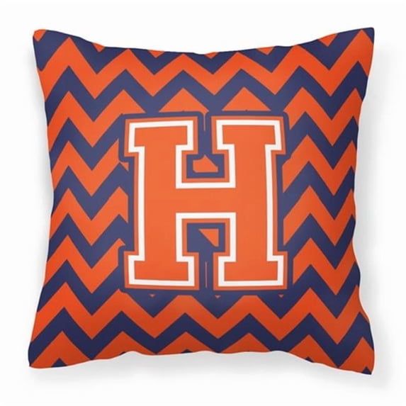 Letter H Chevron Orange & Blue Fabric Decorative Pillow - 14 x 3 x 14 in.