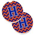 thumbnail image 1 of Letter H Chevron Orange & Blue Set of 2 Cup Holder Car Coaster, 1 of 1
