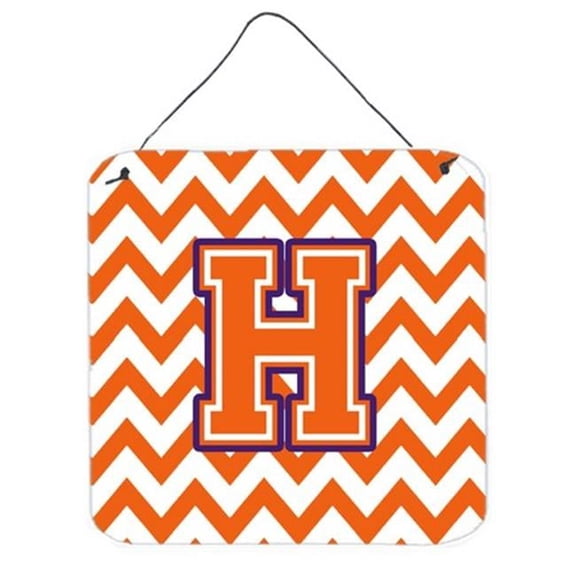 Letter H Chevron Orange & Regalia Wall or Door Hanging Prints