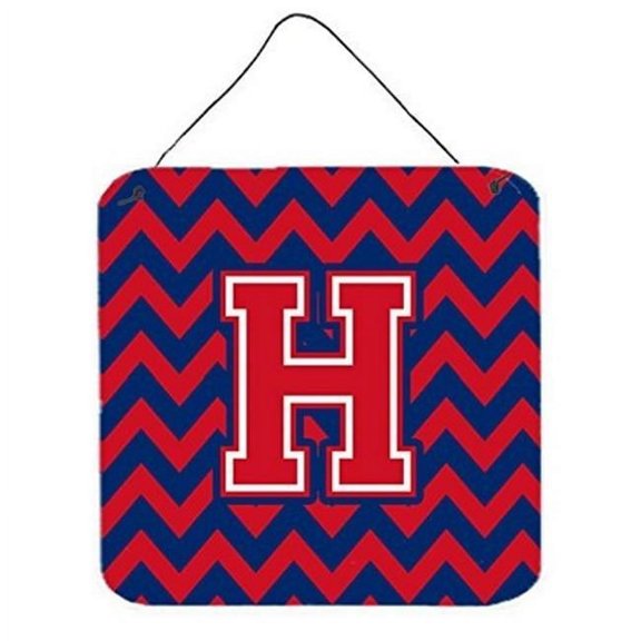 Letter H Chevron Yale Blue & Crimson Wall or Door Hanging Prints