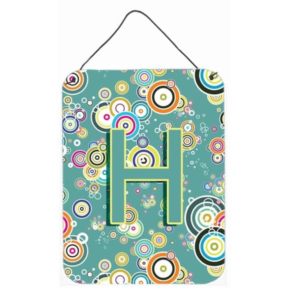 Letter H Circle Circle Teal Initial Alphabet Wall and Door Hanging Prints