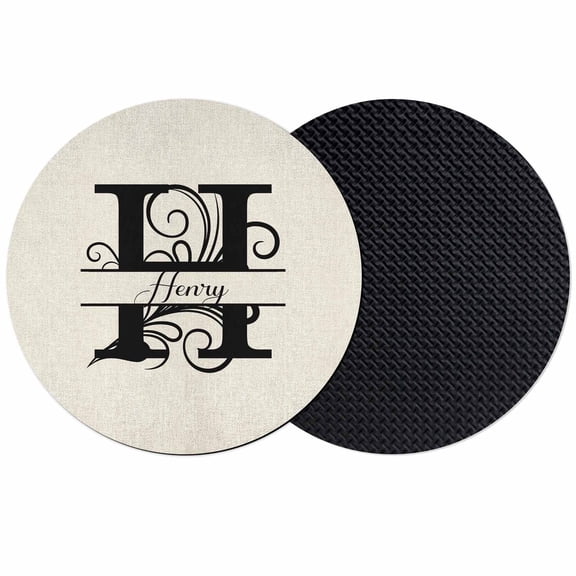 Letter H Coasters Set of 2, Soft Absorbent Coasters for Drinks, Monogram Words Non-Slip Cup Coaster Mat with Rubber Bottom for Home Kitchen Desk Coffee Bar Table Decor 4"