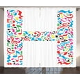 thumbnail image 1 of Ambesonne Letter H Curtains 2 Panel Set, Capital Musical Happy, 108" x 96", Multicolor, 1 of 3