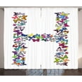 thumbnail image 1 of Ambesonne Letter H Curtains 2 Panel Set, Exotic Composition, 108" x 96", Multicolor, 1 of 3