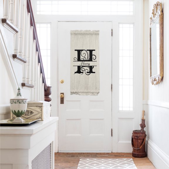 Letter H Door Curtains for Door Window, French Sidelight Front Back Door Curtains With Tieback, Monogram Words Kitchen Rod Pocket Drapes Privacy Panel Window Blind Cover, 25"x40"