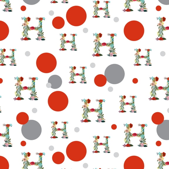Letter H Floral Monogram Initial Premium Gift Wrap Wrapping Paper Roll