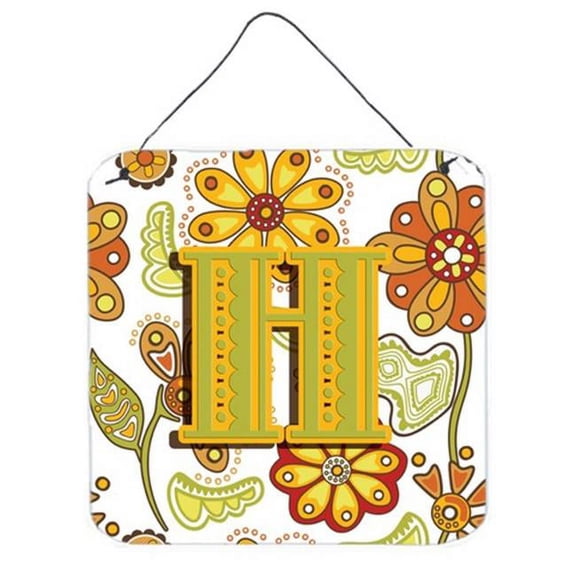 Letter H Floral Mustard And Green Wall and Door Hanging Prints