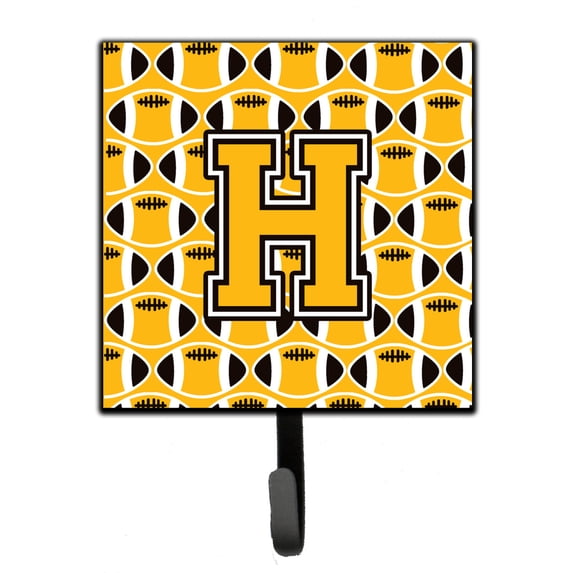 Letter H Football Black Old Gold and White Leash or Key Holder