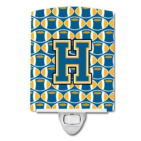 Letter H Football Blue & Gold Ceramic Night Light
