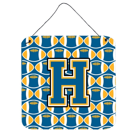 Letter H Football Blue and Gold Wall or Door Hanging Prints