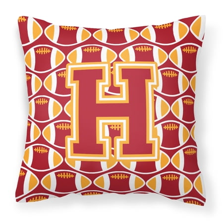 Letter H Football Cardinal and Gold Fabric Decorative Pillow