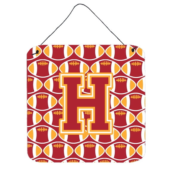 Letter H Football Cardinal and Gold Wall or Door Hanging Prints