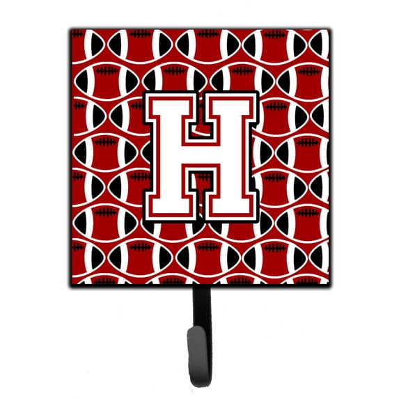 Letter H Football Cardinal and White Leash or Key Holder