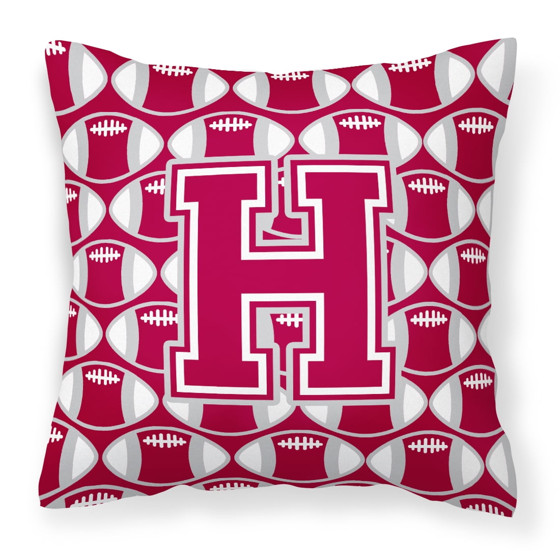 Letter H Football Crimson, grey and white Fabric Decorative Pillow ...