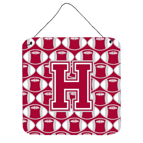 Letter H Football Crimson grey and white Wall or Door Hanging Prints