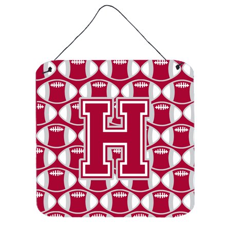 Letter H Football Crimson grey and white Wall or Door Hanging Prints